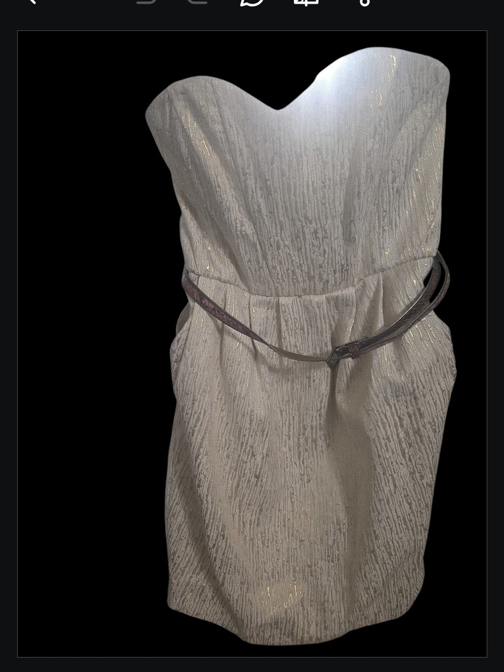H&M Strapless Ivory Textured Mini Dress Sz 4 with pockets- formal/cocktail